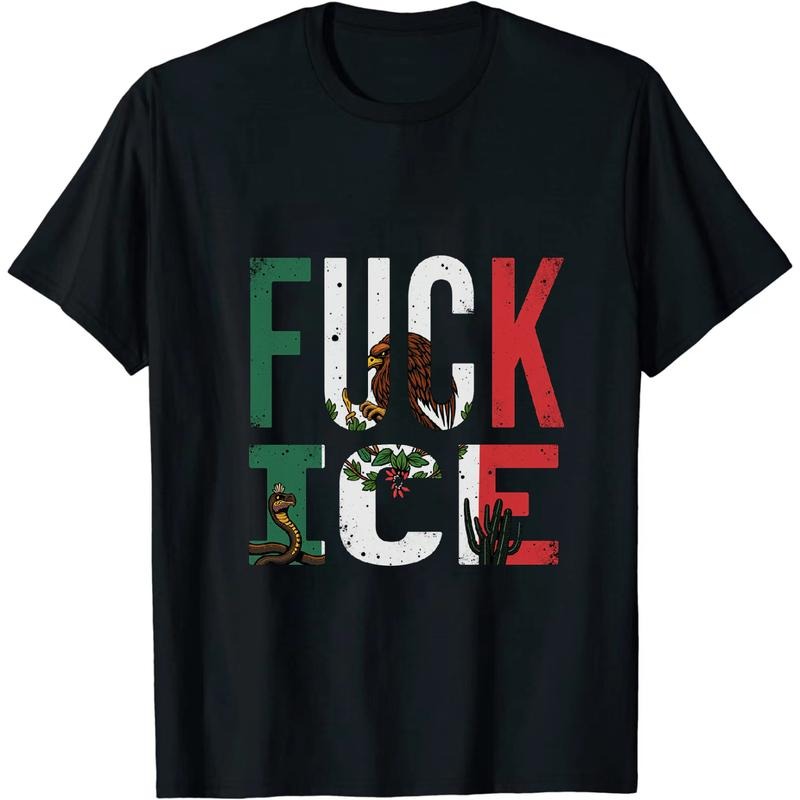[Graphic Tees] Cotton Peppy FXXK ICE Mexico Flag Lightsaber brand