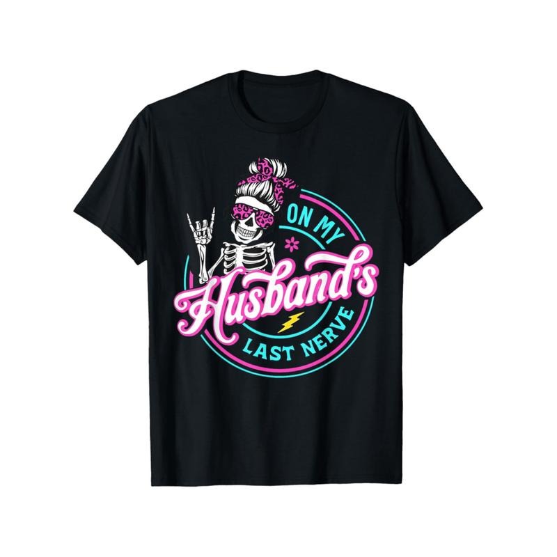 [Graphic Tees] Cotton Pocket monsters my husbands last nerve skeleton Lightsaber brand shirt mens short sleeve graphic...