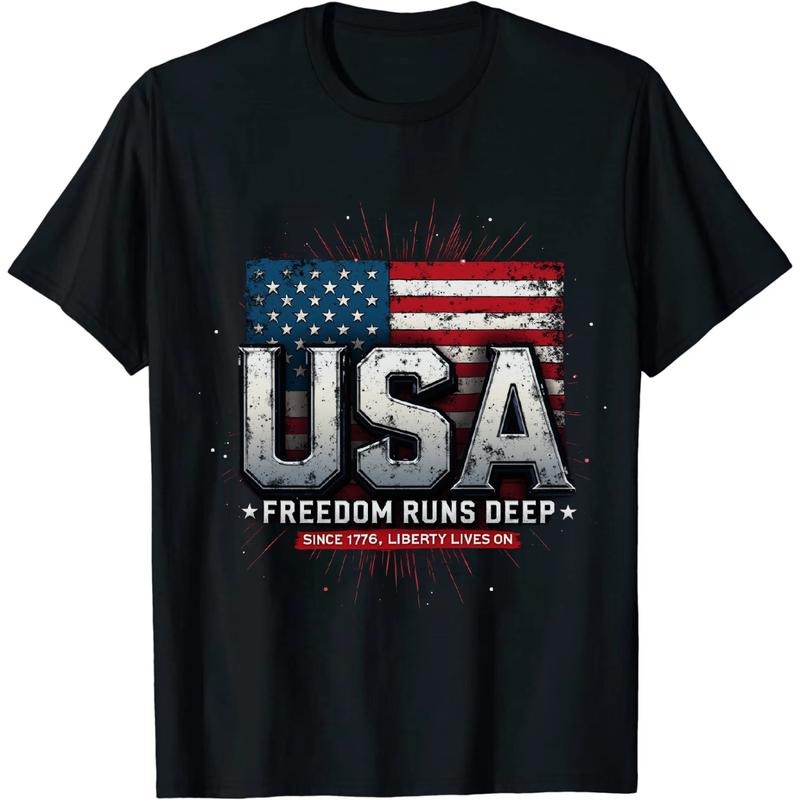 [Graphic Tees] Cotton Shiny Independence Day USA Lightsaber brand