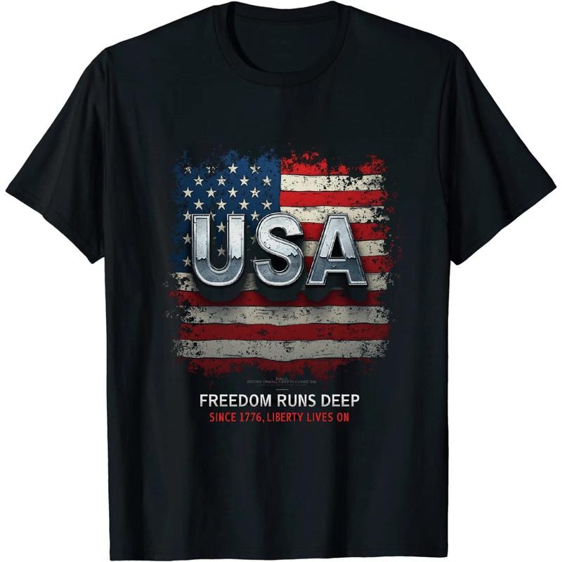 [Graphic Tees] Cotton Upscale Independence Day USA Lightsaber brand