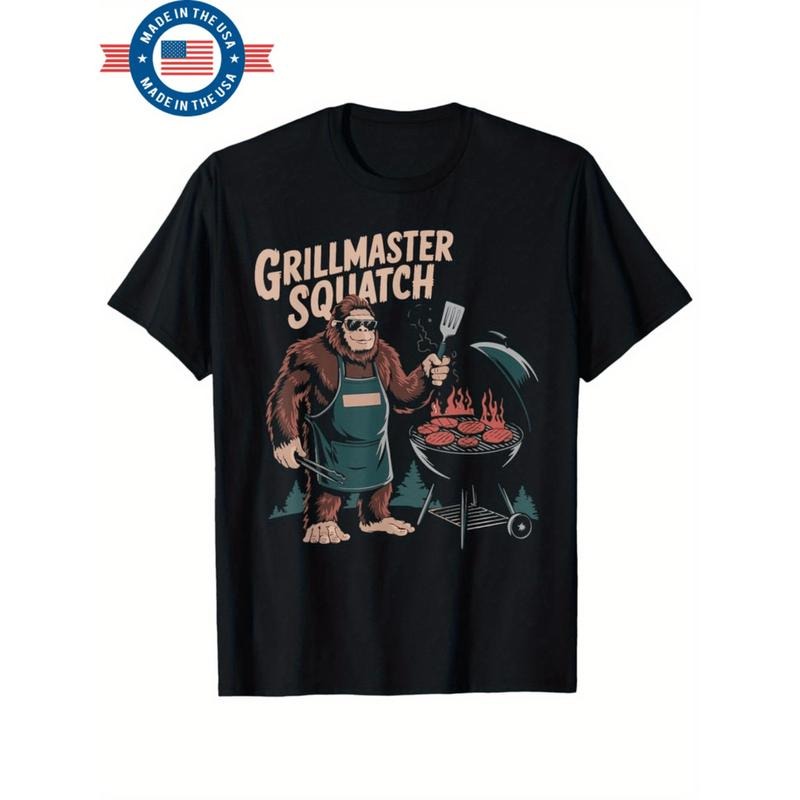 [Graphic Tees] Cotton sasquatch funny bbq Lightsaber brand shirt for men retro graphic design short sleeve crew neck...