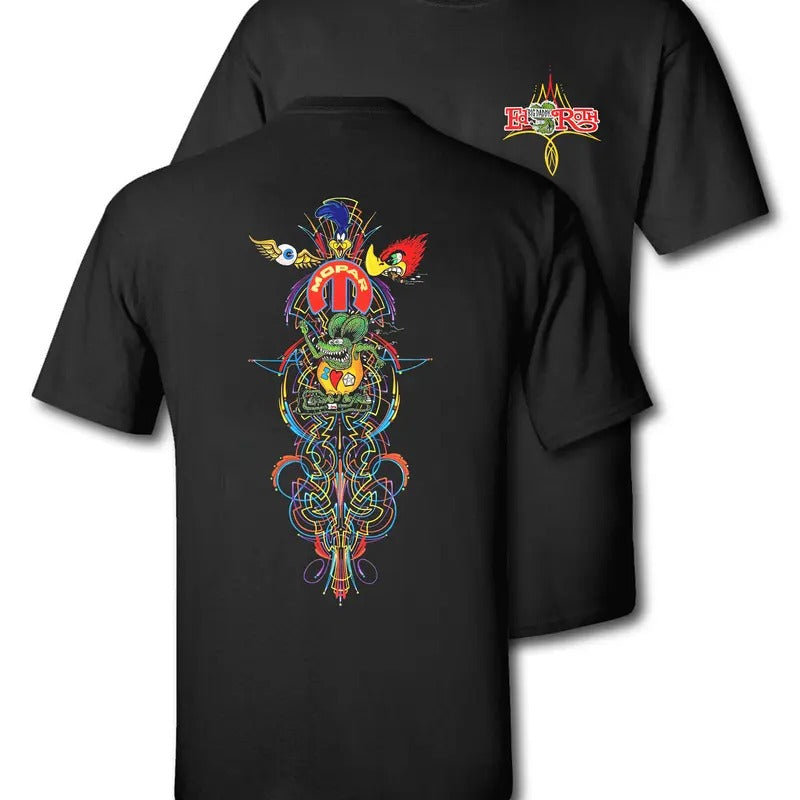 Graphic Tees with  Donut Boy Style Features Rat Fink Ed "Big Daddy" Roth - Roadrunner - Mr.H - Flynin Eye Casual Cotton