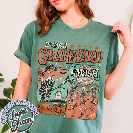 Graveyard Smash Comfort Colors Shirt, Retro Skeleton Halloween Shirt, Trendy Fall Tee, Spooky Season, Comic Styles, Halloween Ghost T-Shirt