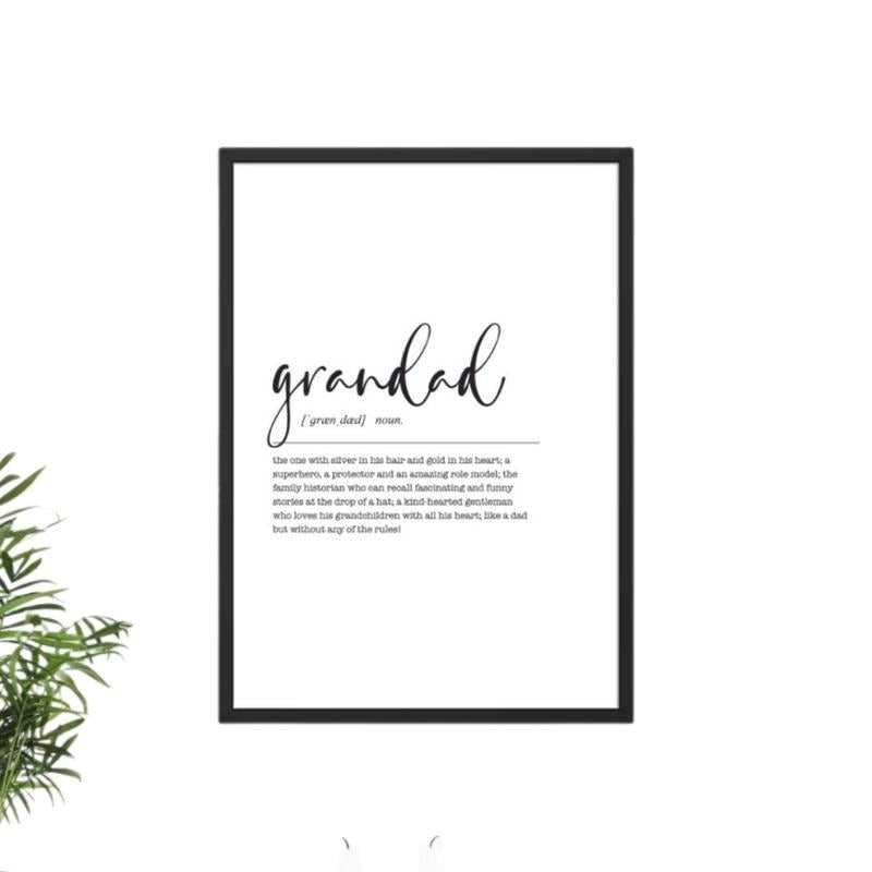 Great Grandad Definition Art Print, Grandad Gift, Gift For Him, Nursery Wall Decor, Gifts For Grandpa Wall Art, Poster...