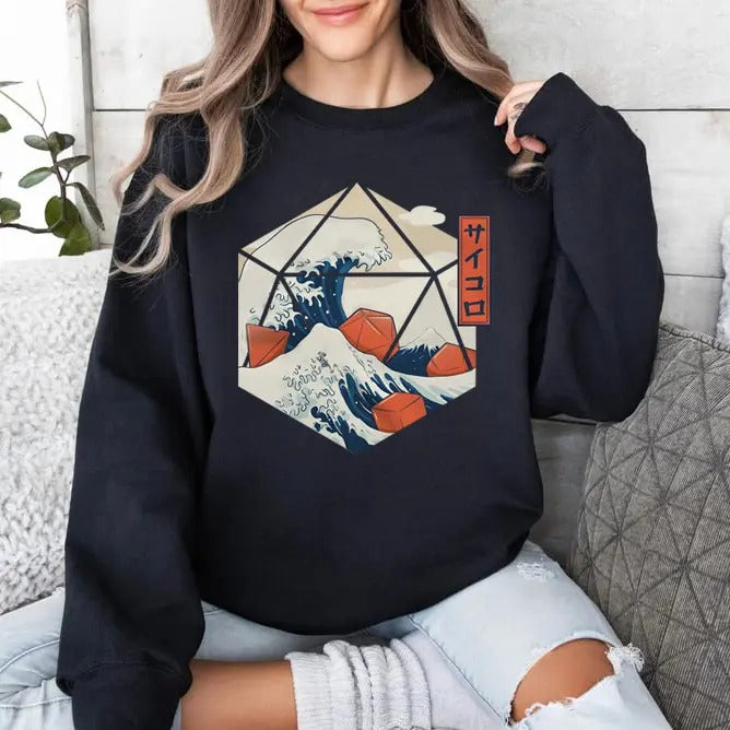 Great Wave of Dice Shirt | d20 shirt | dungeons and dragons | dice dnd | dnd tshirt Hoodie, Sweatshirt | DripVista.com