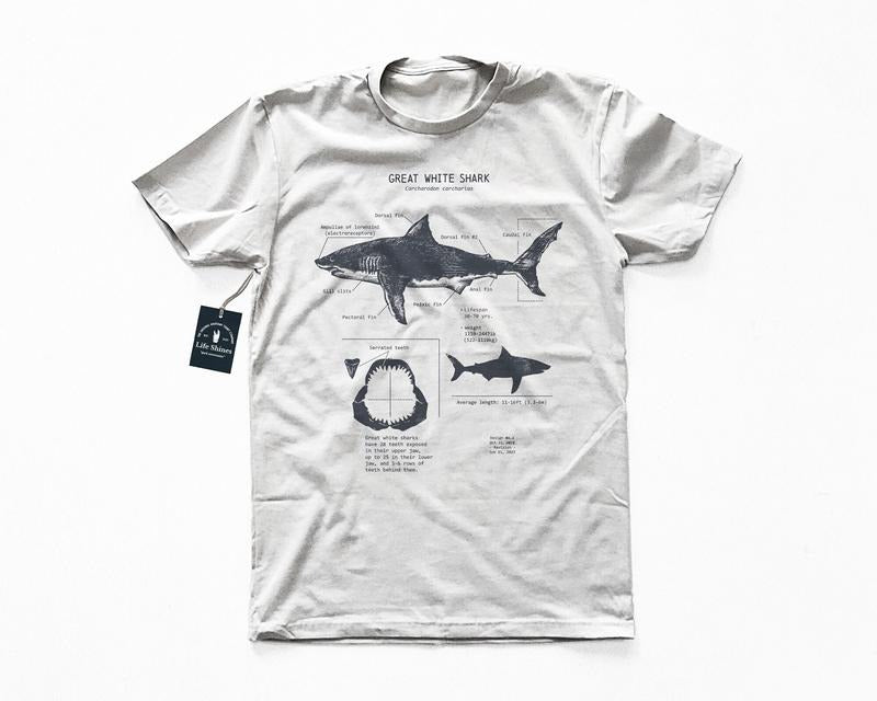 Great White Shark Anatomy T-shirt, Shark Shirt Best Price