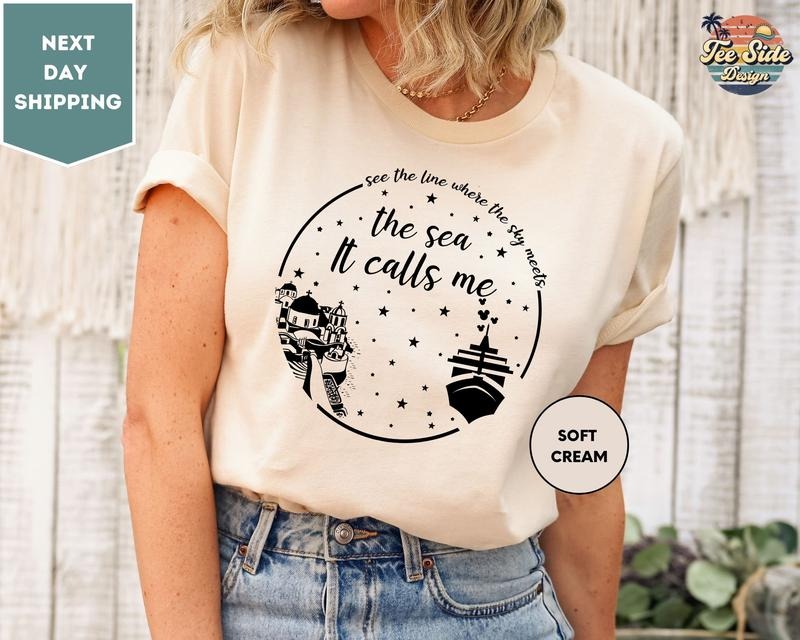 Greek Dome The Sea It Calls Me T-Shirt, Cruise Shirt