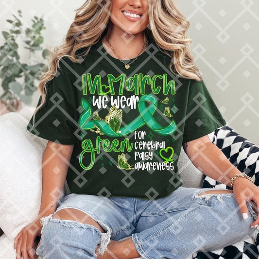 Green Cerebral Palsy WHITE INK DTF Transfers - THIS IS NOT A SHIRT