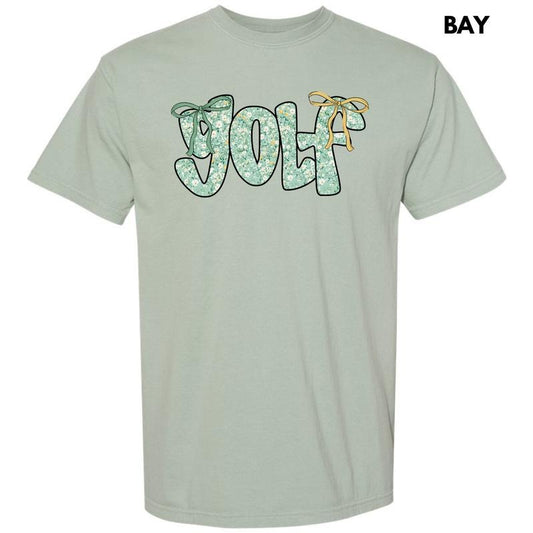 Green Floral Golf Comfort Colors T-Shirt 'NLB'