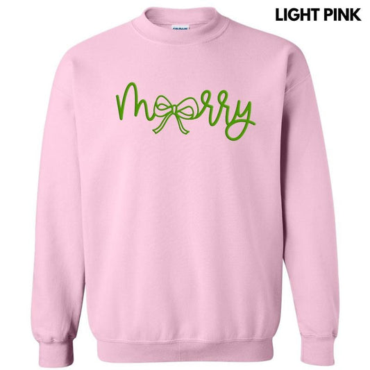 Green Merry Bow PUFF Sweatshirt