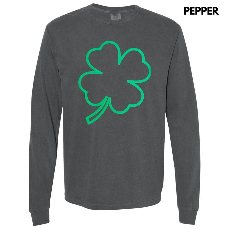 Green Puff Shamrock Long Sleeve Comfort Colors T-Shirt Hoodie, Sweatshirt | DripVista.com