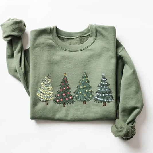 Green Tree Christmas Sweater, Christmas Crewneck, Tree Sweatshirt, Holiday Sweaters