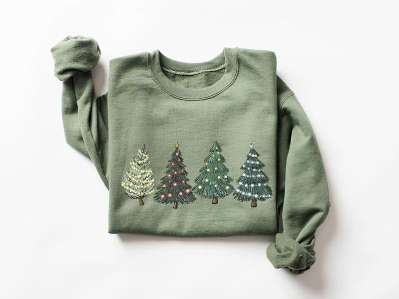 Green Tree Christmas Sweater, Christmas Tree, Holiday Sweaters for Women T-Shirts, Hoodie, Sweatshirt | DripVista.com
