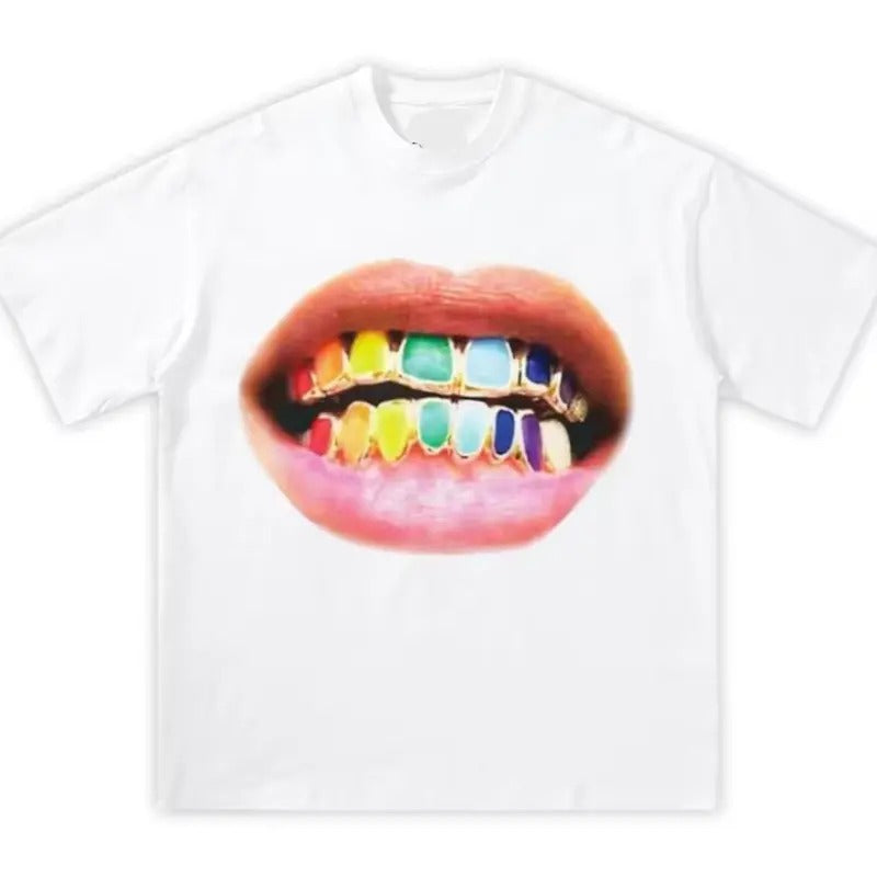 Grillz Mouth Boxy Tee Grillz White Shirt Hoodie, Sweatshirt | DripVista.com