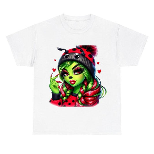 Grin Boujeee Red Lady Tee, Christmas Shirt Cotton Fabric