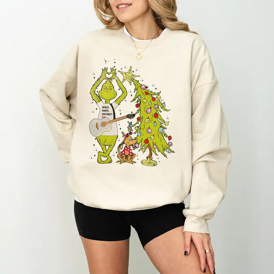 Grinchh Who's Santa Anyway Ew Sweatshirt, Grinchh Christmas Sweatshirt, Grinchmas Sweater, Grinchh Sweatshirt, Christmas Gift