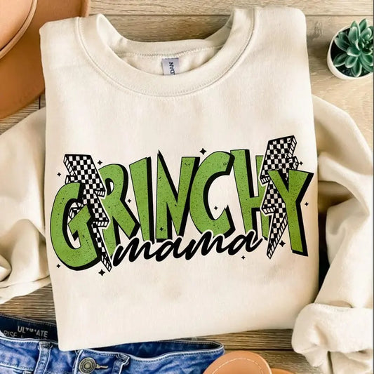 Grinchy Mama SWEATSHIRT, Retro Mama Christmas SWEATSHIRT, Christmas SWEATSHIRT, Mama Shirt SWEATSHIRT, Trendy Christmas, SWEATSHIRT Sublimation, green guy