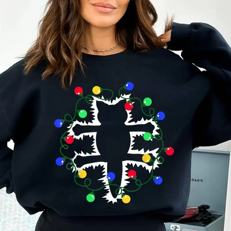 Griswold Cat Wrapped in Christmas Lights Shirt, Christmas Sweatshirt, Funny Christmas Vacation Hoodie, Holiday Sweatshirt, Christmas Cat Tee