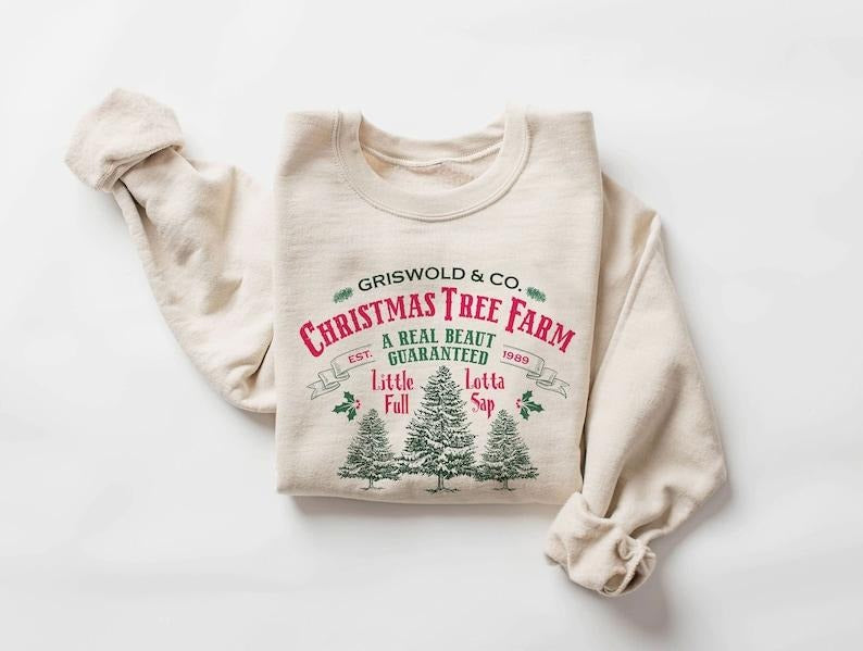 Griswold Christmas Tree Farm sweatshirt, Holiday sweatshirt, Christmas Party Sweatshirt, Christmas Vacation sweatshirt, iprintasty christma Fabric Menswear