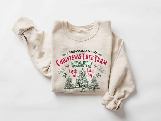 Griswold Christmas Tree Farm sweatshirt, Holiday sweatshirt, Christmas Party Sweatshirt, Christmas Vacation sweatshirt, iprintasty christma Fabric Menswear