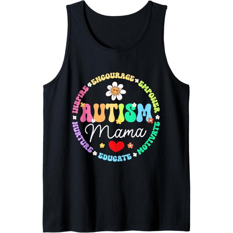 Groovy Autism Mom Mother Autism Awareness Month Mama Tank Top MADE IN USA T-Shirts, Hoodie, Sweatshirt | DripVista.com