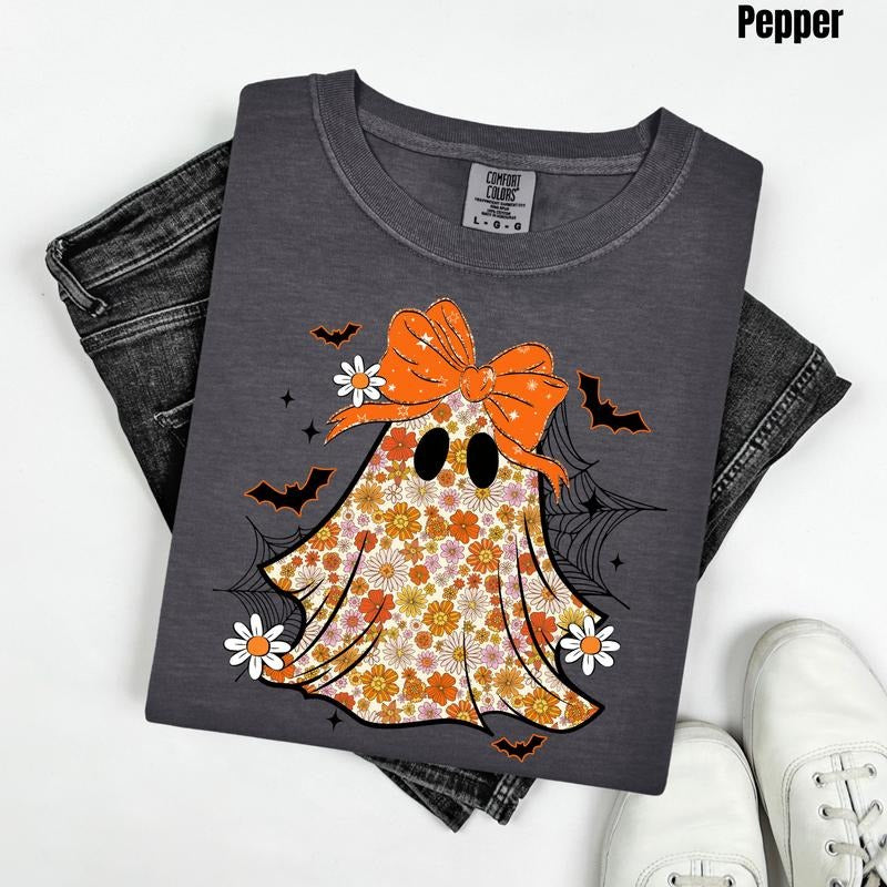 Groovy Flower Ghost Comfort Colors T-Shirt 'NLB' Hoodie, Sweatshirt | DripVista.com