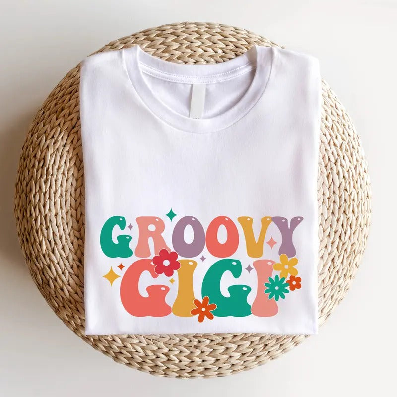 Groovy Gigi Shirt, Floral Grandma T-shirt, Grandmother Birthday Gift Tee, Grandma Baby Announcement Tee, New Nana Shirt, Mother Day Gift Short Sleeve.