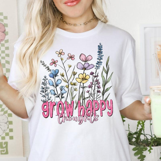 Grow Happy Thoughts DTF Transfers - THIS IS NOT A SHIRT