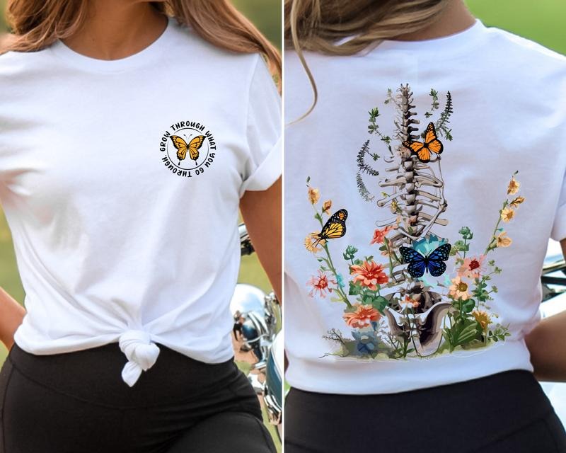 Grow Through It Shirt, Floral Spine Sweatshirt, Motivational Hoodie, Positive Saying Sweatshirts, Mental Health Warrior...
