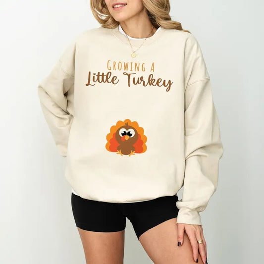 Growing A Little Turkey Sweatshirt, Fall Maternity Sweater, Pregnancy Thanksgiving Comfort Colors Shirt