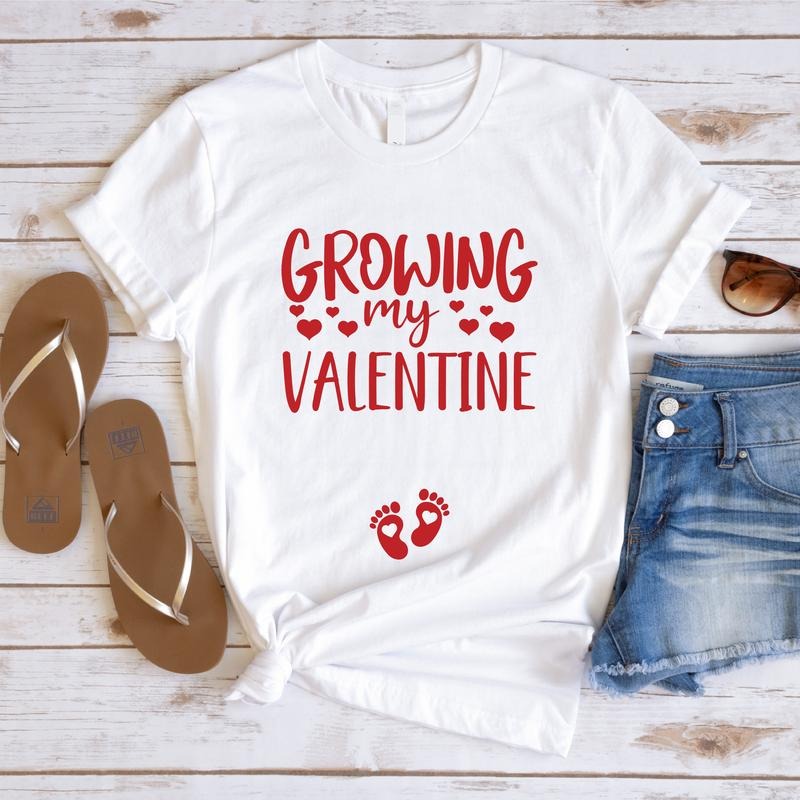 Growing My Valentine Shirt, Valentines Day Pregnancy Announcement Tee, Mom To Be Gift T-shirt, Baby Reveal Shirt, Expecting Mom Tee, Pregnancy Wife Gift Shirt, New Mama Shirt.