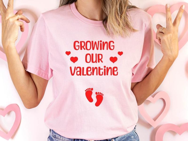 Growing Our Valentine Shirt, Baby Announcement T-Shirt, Valentines Day Gift Tee For Pregnant Wife, New Mom To Be Tee, Pregnancy Announcement, Baby Reveal Shirt.