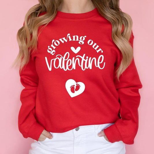 Growing Our Valentine Sweatshirt, Valentines Day Pregnancy Announcement Hoodie, Cute Baby Reveal Sweatshirt, Expecting Mama Long Sleeve, Mom To Be Gift Sweater, Maternity Sweatshirt.