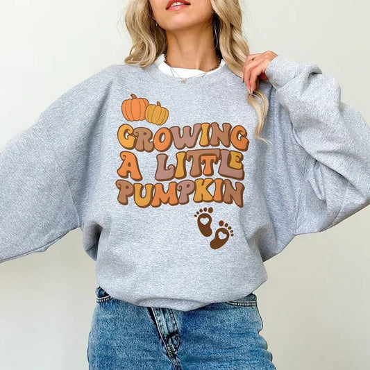 Growing a little Pumpkin Sweatshirt Thanksgiving Pregnancy Announcement Sweater Fall Maternity Crewneck Halloween Gender Reveal Gift for her