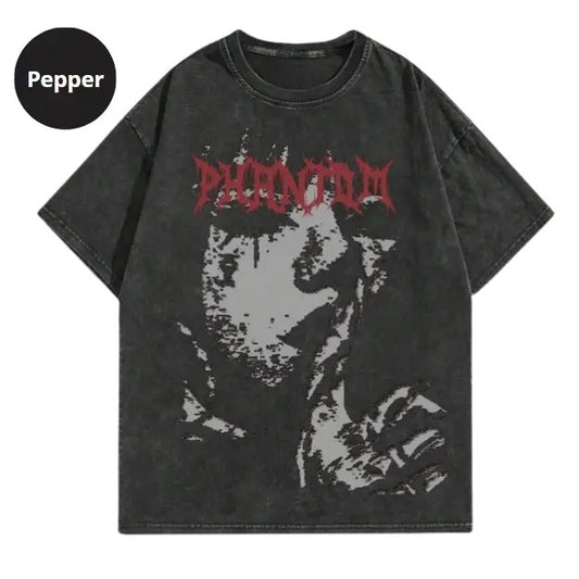 Grunge Punk Men's Blurred Portrait Print Washed T-Shirt, High Street Vintage Tshirt, Sweatshirt, Hoodie Size S- 3XL,Gift For Women Top Womenswear Underwear Humen, Underwear Tshirt Lady Streetwear Human Shortsleeve Shoe Tropical Round Neck