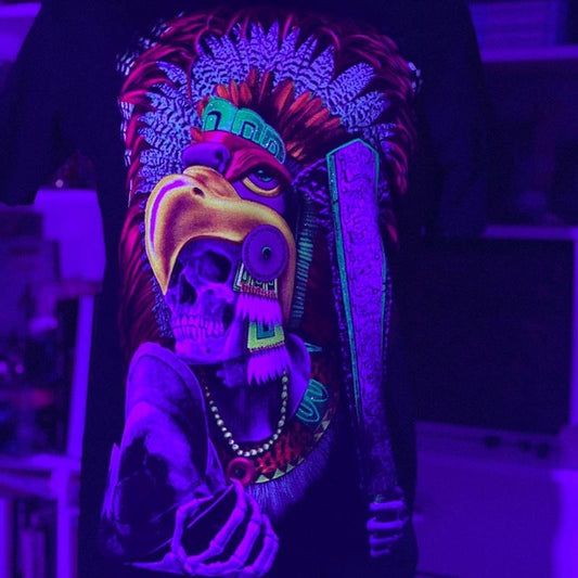 Guerrero azteca calavera T-shirt Black Cotton