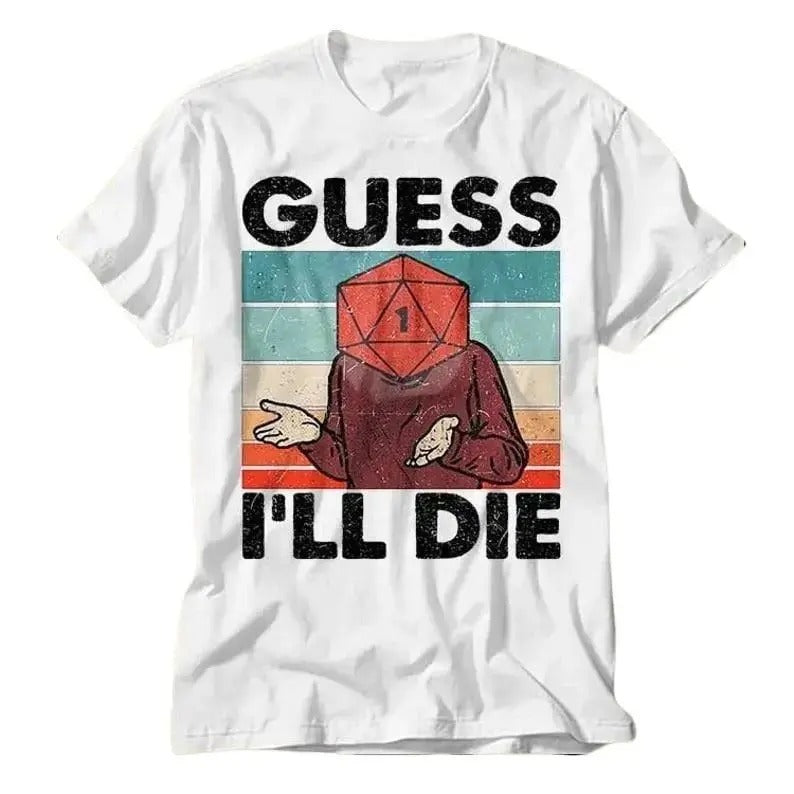 Guess I'll Die D&D Vintage T Shirt Dice DnD D20 Gaming Rpg D And D Cool Gift 80s Retro 90s Top Tee Limited Edition 2181...