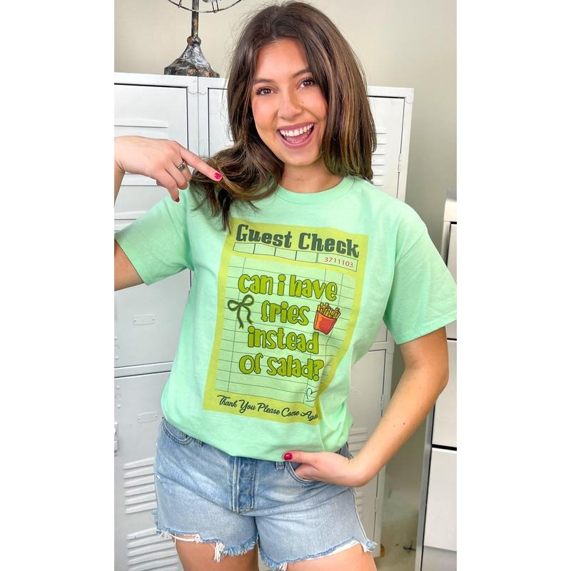 Guest Check Can I Have Fries Instead of Salad Graphic T-Shirt Hoodie, Sweatshirt | DripVista.com