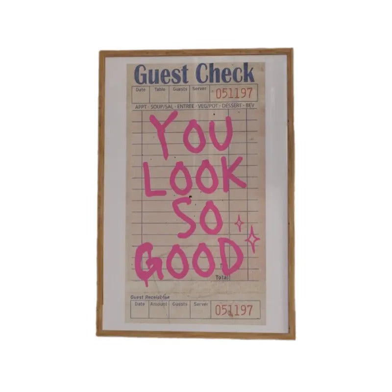 Guest Check Poster, Girly Decor, Trendy Poster Prints, You Look So Good Wall Art Print, Retro Apartment Decor, Poster...