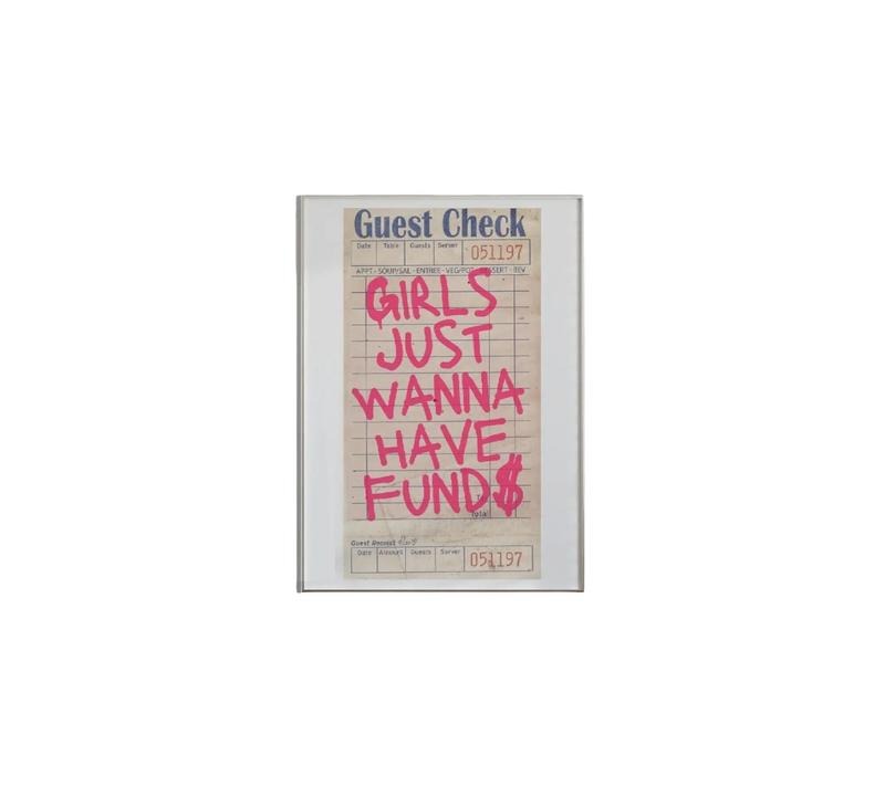 Guest Check Print, Retro Wall Art, Preppy Decor, Girls Just Wanna Have Funds Guest Check Poster, Bar Cart Art Aesthetic,...