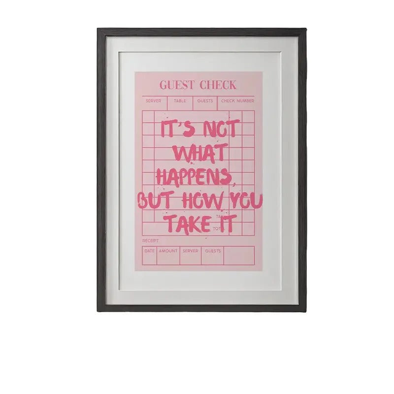 Guest Check Print, Trendy Wall Art, Retro Y2k College Dorm Decor, Affirmation Art Pink Wall Art, Gifts For Girls Art...
