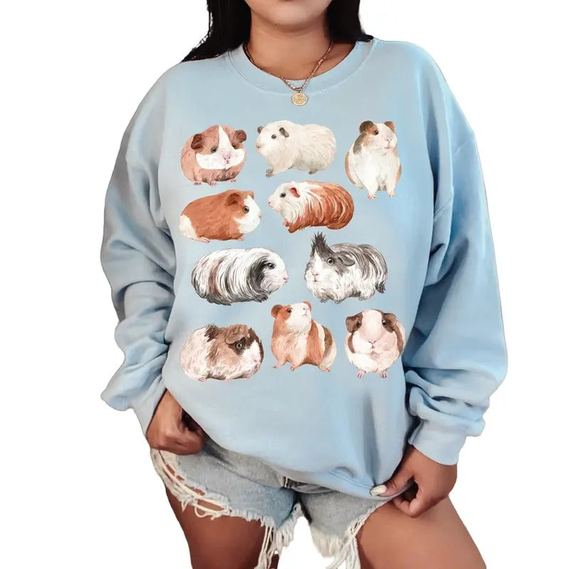 Guinea Pig Sweatshirt, Kawaii Guinea Pig Sweater, Cottagecore Clothes Cottage Core Clothing, Unisex Sweatshirt, Long...