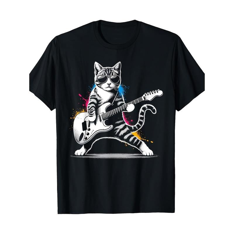 Guitar Cat Novelty Rock Music Band Concert Funny Cat 220g 100% Cotton T-Shirt  made in usa Hoodie, Sweatshirt | DripVista.com