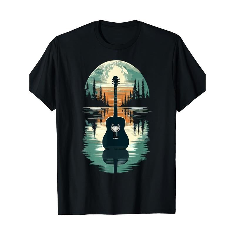Guitar Lake Shadow Guitar Musician 100% cotton T-shirt Made in USA Hoodie, Sweatshirt | DripVista.com