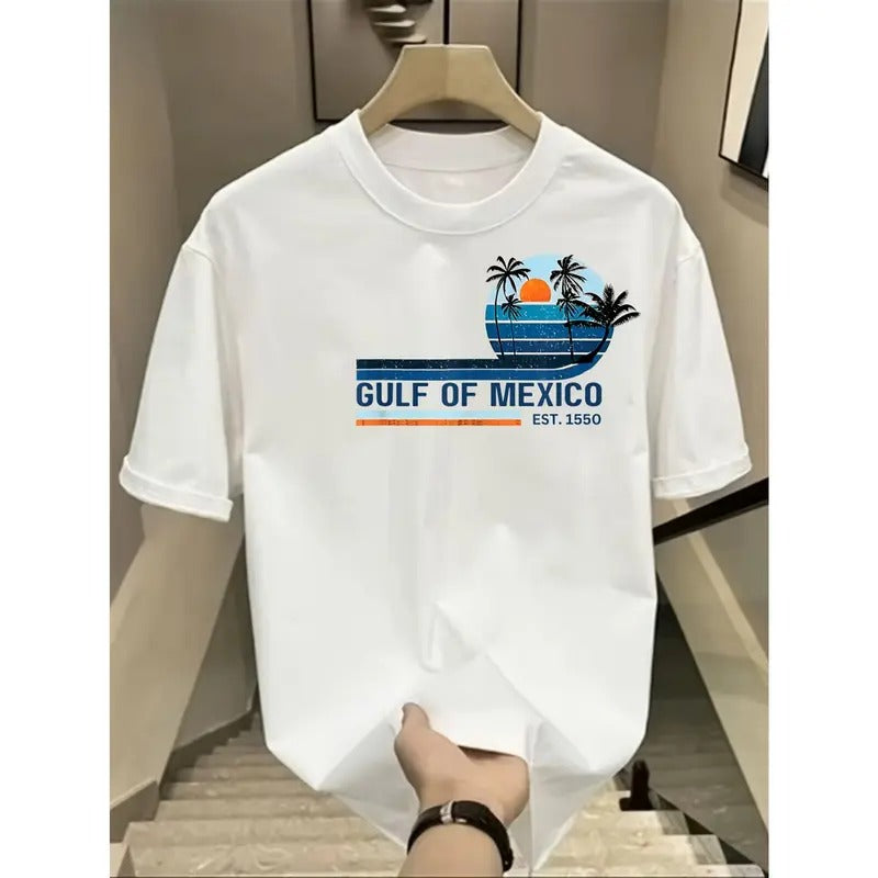 Gulf FOG Mexico Est 1550 Retro Vintage Beach for Men Women T-Shirt, Men'WB shield 100% Cotton White Gulf FOG Mexico...