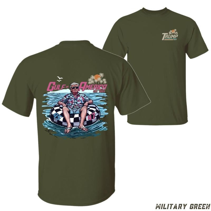 Gulf Of America T-shirt Retro Beach Design Featuring Fun Tubing Graphic And Patriotic Vibes Perfect For Summer Lovers And Coastal Style Fans Unisex