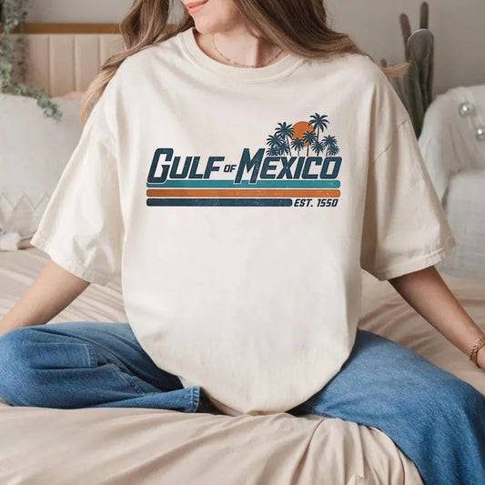 Gulf Of Mexico TShirts Cotton Fabric, Golfo de México 1550 Retro Vintage Art Tshirt, Vacation Mexico Shirt, Gulf of Mexico Tops, Menswear Graphic Tee
