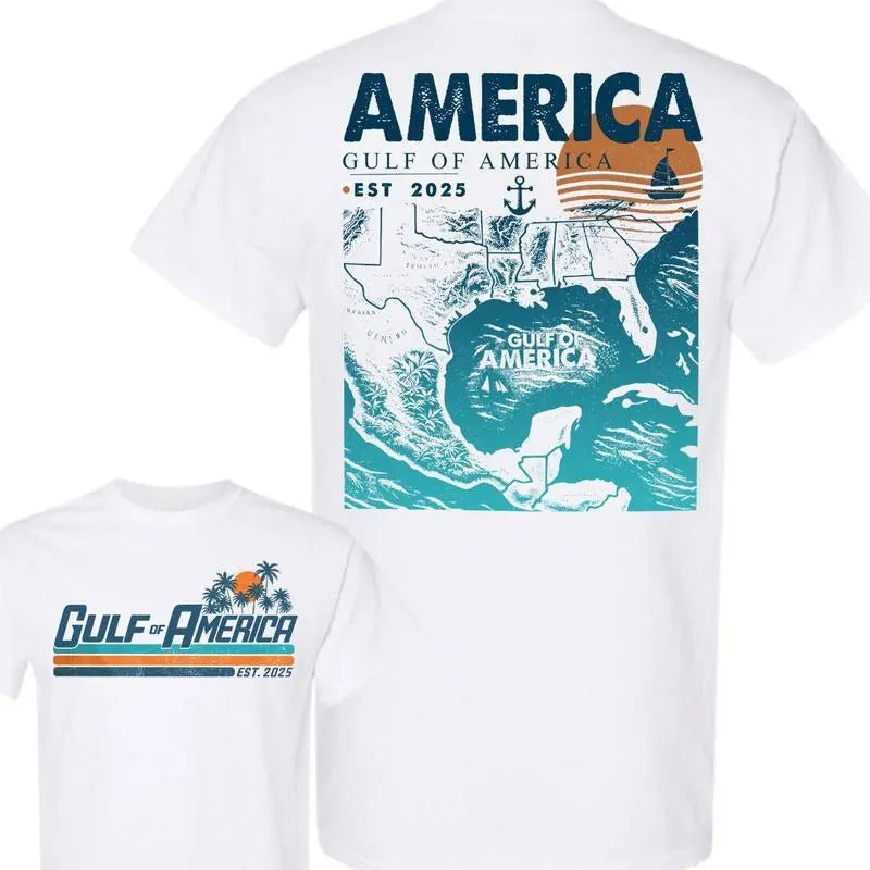 Gulf of America EST 2025 2 sided Shirt, Coast America TShirt, Crewneck Menswear Womenswear