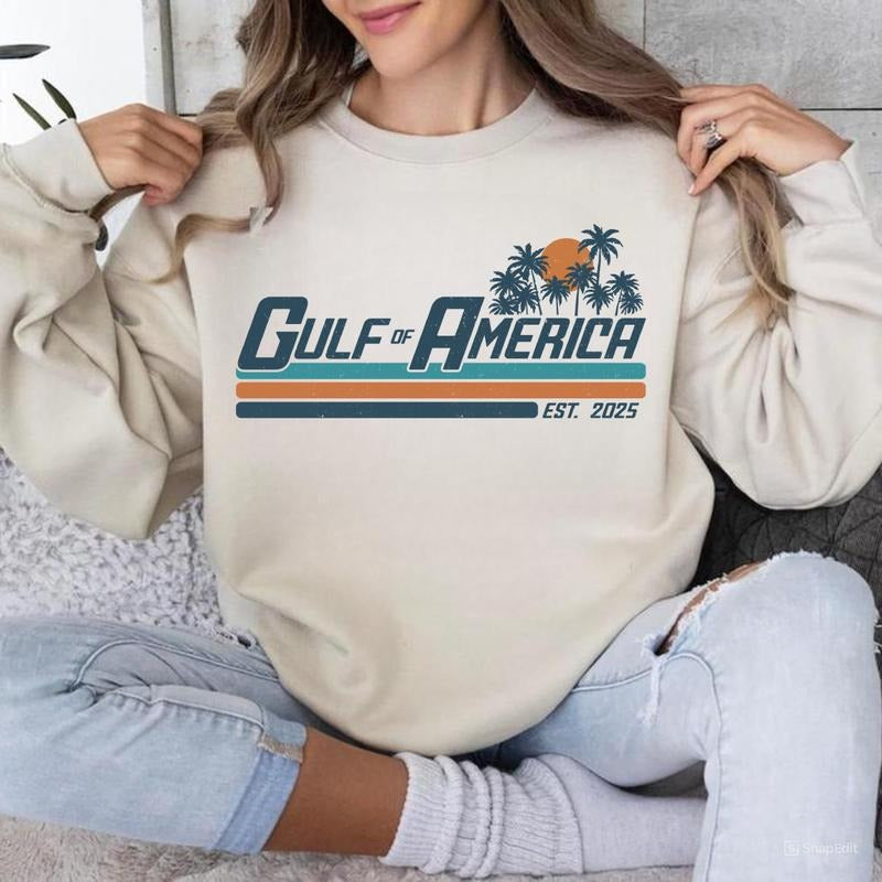 Gulf of America Sweatshirt, Gulf Coast Hoodie, America Shirt, Texas Mississippi Florida Beach Crewneck Unisex Cotton T-shirt for Men for Women