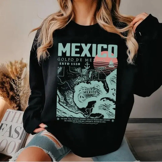 Gulf of Mexico Shirt, Golfo de México 1550 Retro Vintage Art Sweatshirt Hoodie, Vacation Mexico Shirt, Gulf of Mexico, Gulf of Mexico Forever Unisex